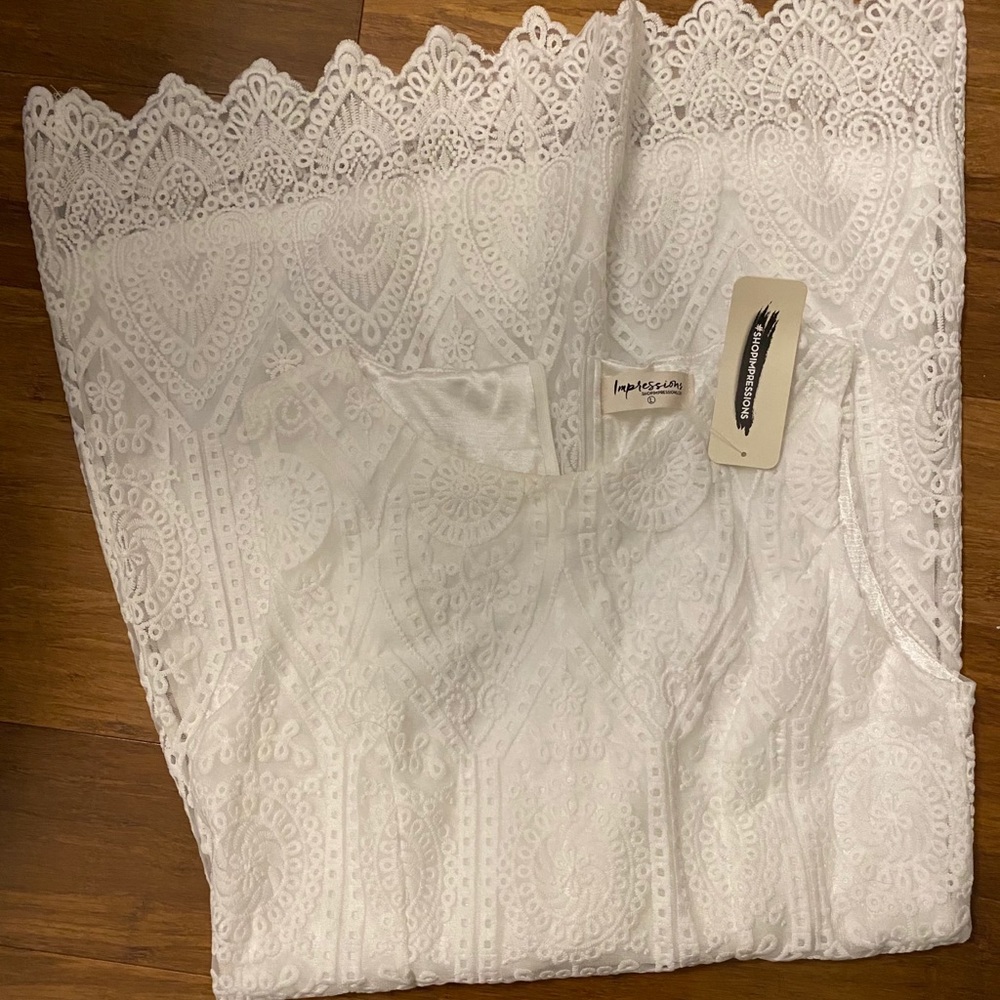 Impressions Boutique- White lace dress, NWT